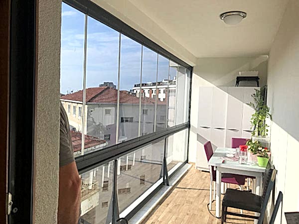 Antrasit gri Alüminyum Füme cam bakon Lüks seri sistem